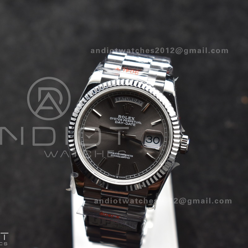 DayDate 36 SS QF Best Edition 904L Steel Grey Dial on President Bracelet vr3255 V5 (Gain Weight)